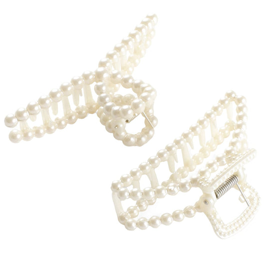 Pince À Cheveux En Perles Synthétiques - blanc, 2 pcs.