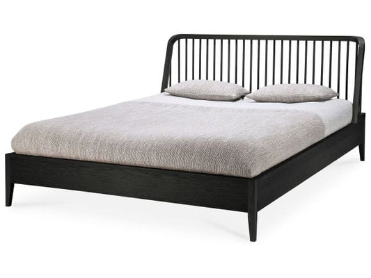 Lit Spindle en chêne noir - sans lattes - matelas 160x200 - vernis